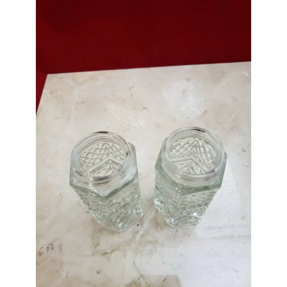 Vintage Glass Salt and Pepper Shakers - No Lids - Small Chip To Base
